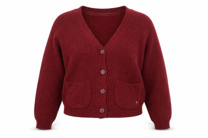 FatFace Women’s Red UK 10 Chunky Knit V-Neck Cardigan