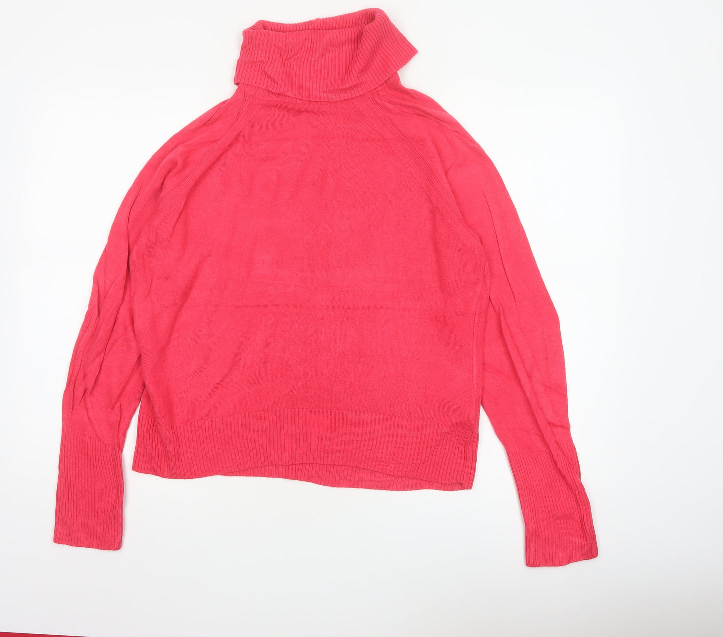 Marks and Spencer Women Pink M Roll Neck Raglan Knit Jumper