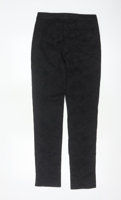 East Women’s Black Floral Jacquard Skinny Trousers UK 8 Stretch