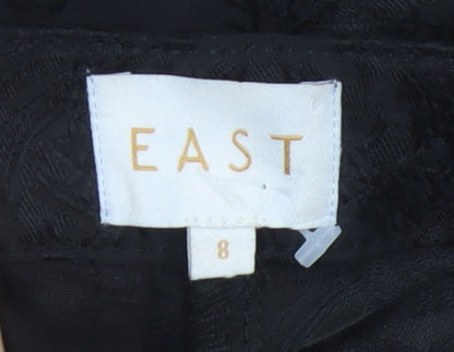 East Women’s Black Floral Jacquard Skinny Trousers UK 8 Stretch
