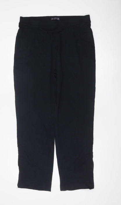 Marks & Spencer Women’s Black UK 16 Regular Pull-On Straight Trousers