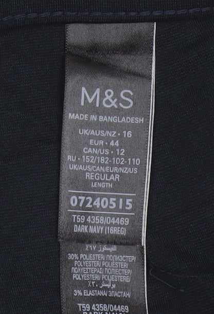 Marks & Spencer Women’s Black UK 16 Regular Pull-On Straight Trousers