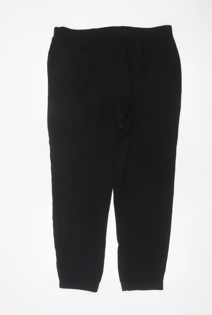 Dorothy Perkins Women Black UK 14 Tapered Elastic Waist Jogger Trousers