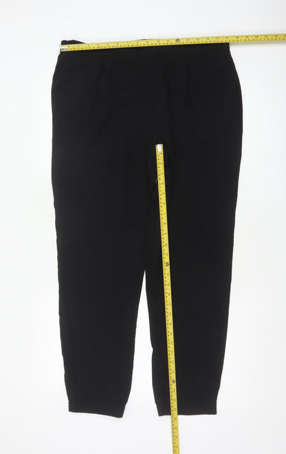 Dorothy Perkins Women Black UK 14 Tapered Elastic Waist Jogger Trousers