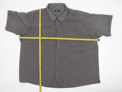 Cotton Traders Mens Grey 5XL Striped Short Sleeve Button-Up Shirt