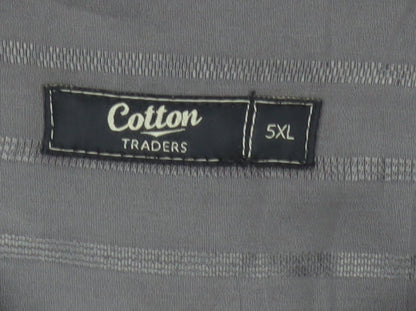 Cotton Traders Mens Grey 5XL Striped Short Sleeve Button-Up Shirt