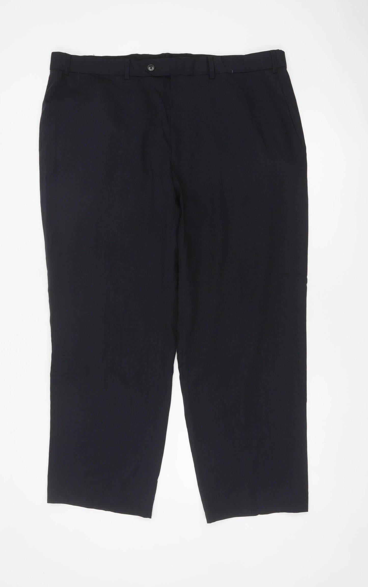 Marks and Spencer Men's Navy 40in Wool Blend Tailored Dress Trousers