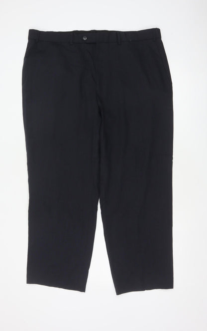 Marks and Spencer Men's Navy 40in Wool Blend Tailored Dress Trousers