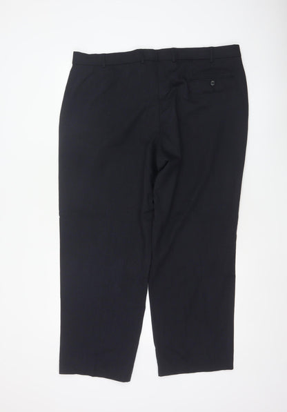 Marks and Spencer Men's Navy 40in Wool Blend Tailored Dress Trousers