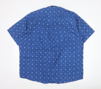 Cotton Traders Men’s Blue 2XL Paisley Print Short Sleeve Button-Up Shirt