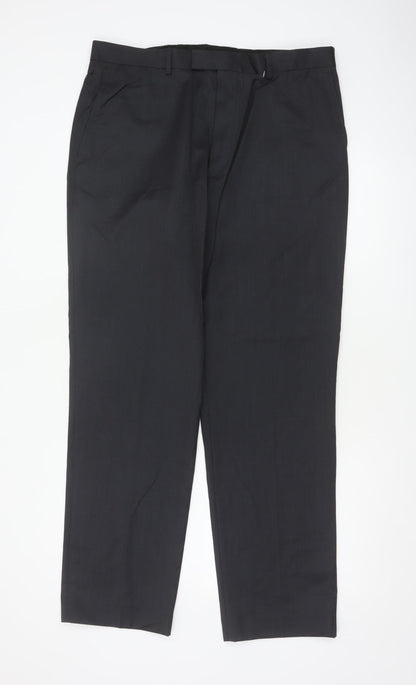 Austin Reed Men’s Black 36R Wool Blend Straight Dress Trousers