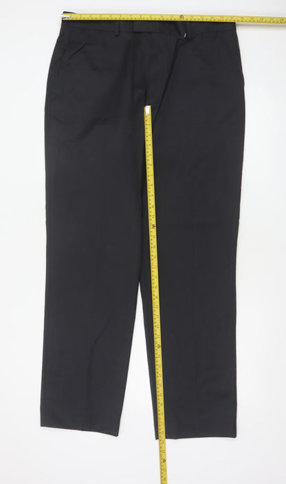 Austin Reed Men’s Black 36R Wool Blend Straight Dress Trousers