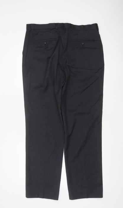 Austin Reed Men’s Black 36R Wool Blend Straight Dress Trousers