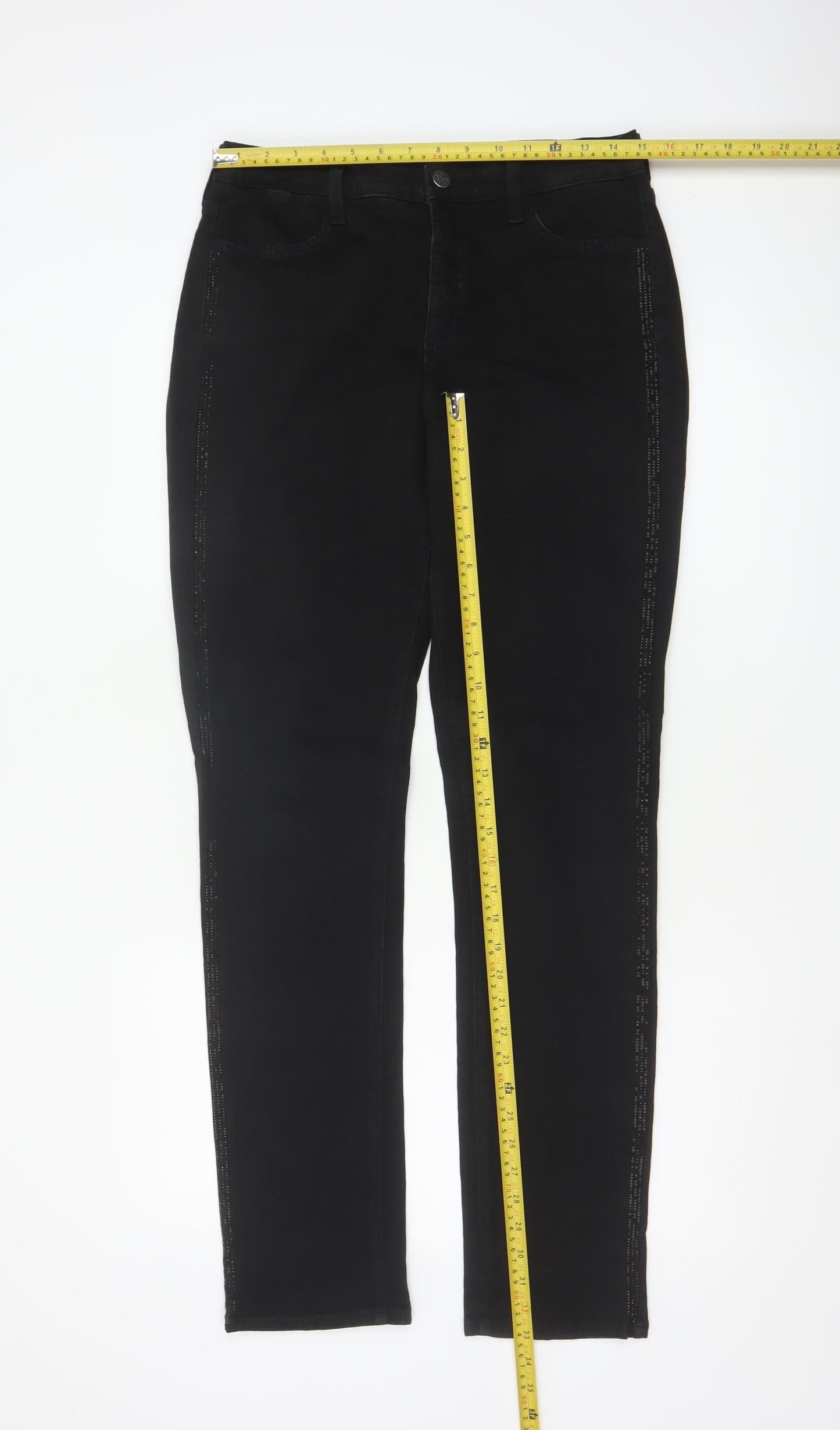 NYDJ Women’s Black UK 14 High Rise Skinny Rhinestone Jeans