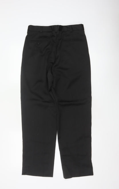 Korres Men Black W31 L39 Wool Blend Pleated Pinstripe Dress Trousers