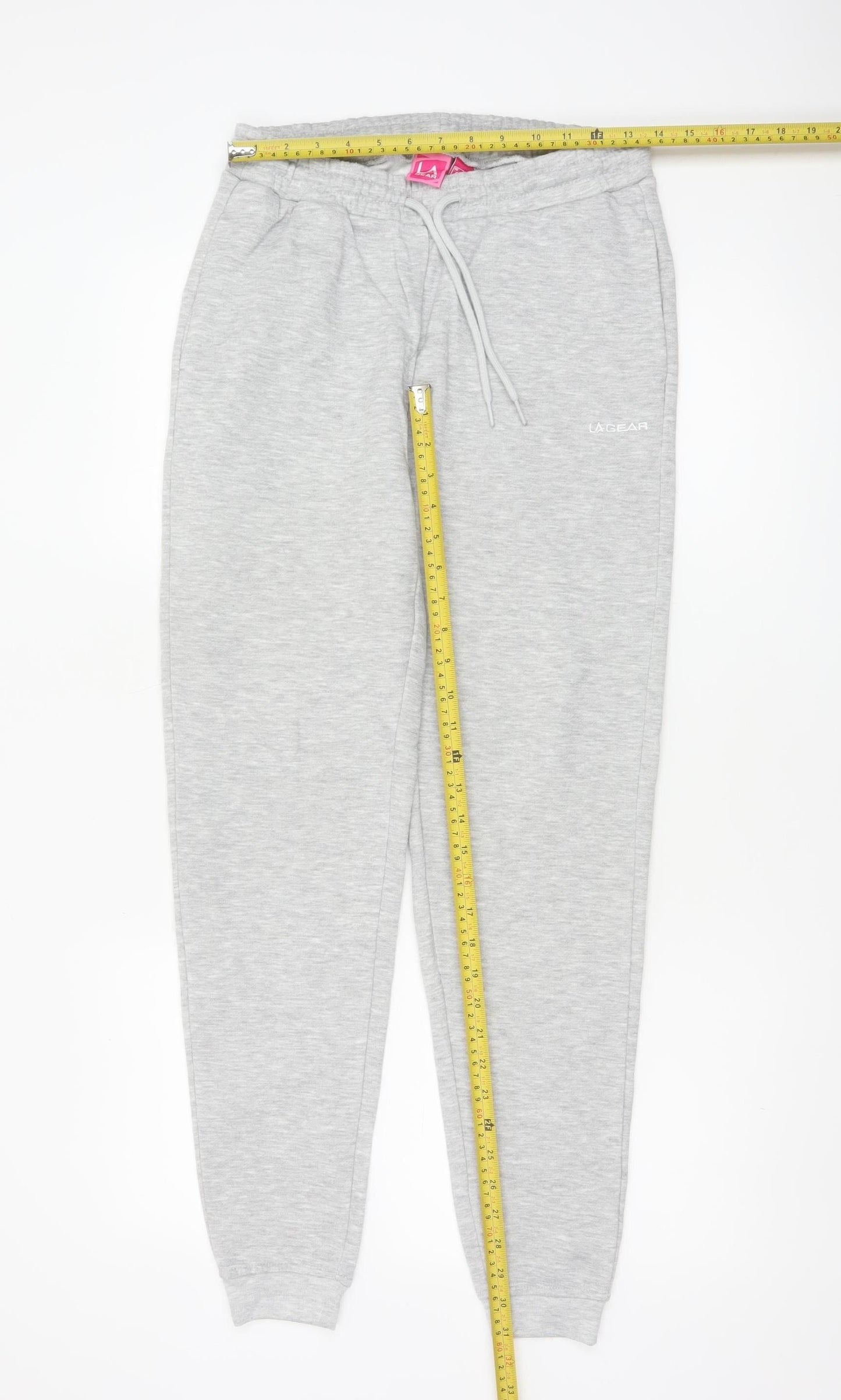 L.A. Gear Women Grey UK 6 Tapered Cuffed Fleece Jogger Sweatpants