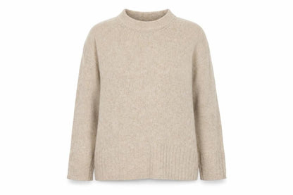 Zara Women Beige M Knit Relaxed Raglan Sleeve Pullover Jumper