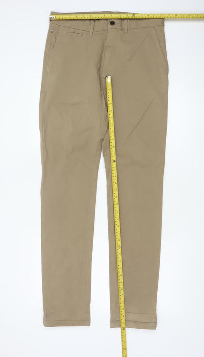 Marks and Spencer Men's Beige 32 Slim Ultimate Chino Cotton Stretch Trousers
