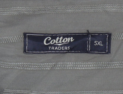 Cotton Traders Men Green 5XL Striped Short Sleeve Button-Up Shirt