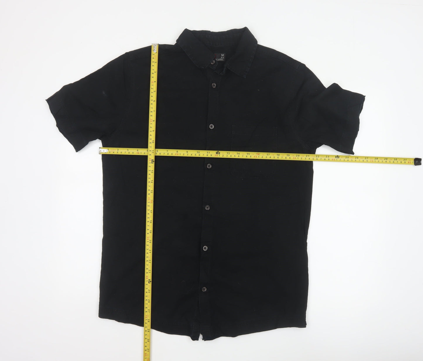 Next SP Men's Black M Short Sleeve Cotton Button-Up Pocket Shirt