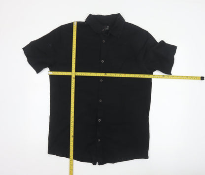 Next SP Men's Black M Short Sleeve Cotton Button-Up Pocket Shirt