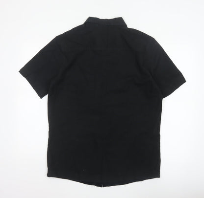 Next SP Men's Black M Short Sleeve Cotton Button-Up Pocket Shirt