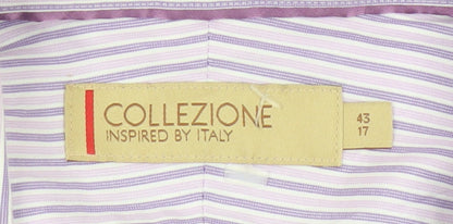 Marks and Spencer Men Purple 17in 43cm Cotton Striped Formal Shirt