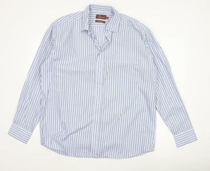 Marks & Spencer Collezione Mens Blue Stripe 17.5in Cotton Dress Shirt