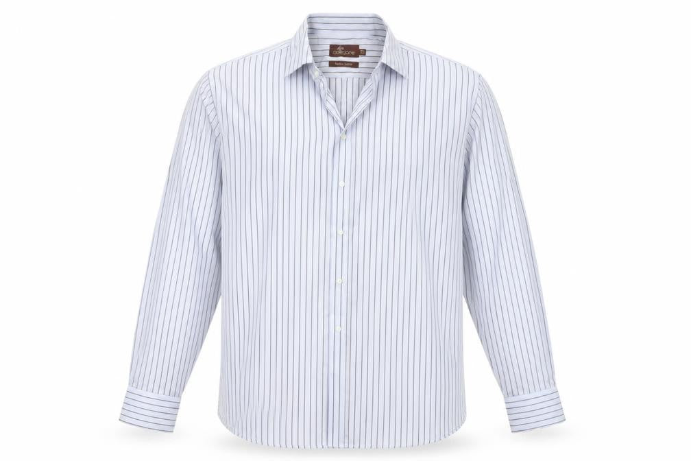 Marks & Spencer Collezione Mens Blue Stripe 17.5in Cotton Dress Shirt