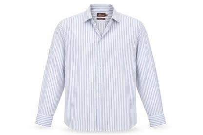 Marks & Spencer Collezione Mens Blue Stripe 17.5in Cotton Dress Shirt