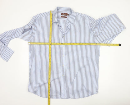 Marks & Spencer Collezione Mens Blue Stripe 17.5in Cotton Dress Shirt