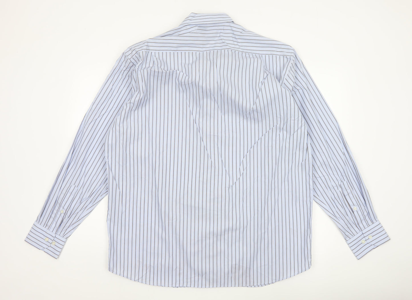 Marks & Spencer Collezione Mens Blue Stripe 17.5in Cotton Dress Shirt