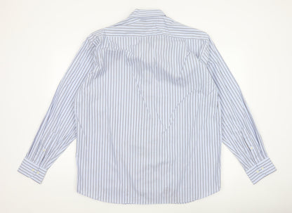 Marks & Spencer Collezione Mens Blue Stripe 17.5in Cotton Dress Shirt