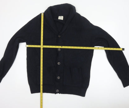 Marks and Spencer Men Blue L Chunky Knit Button Cardigan Pockets