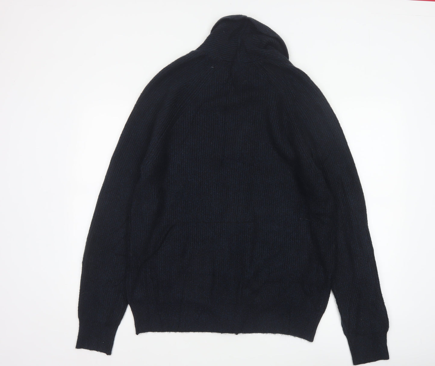 Marks and Spencer Men Blue L Chunky Knit Button Cardigan Pockets