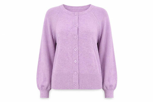 Linea Women Purple M Button Front Balloon Sleeve Knit Cardigan