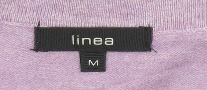 Linea Women Purple M Button Front Balloon Sleeve Knit Cardigan