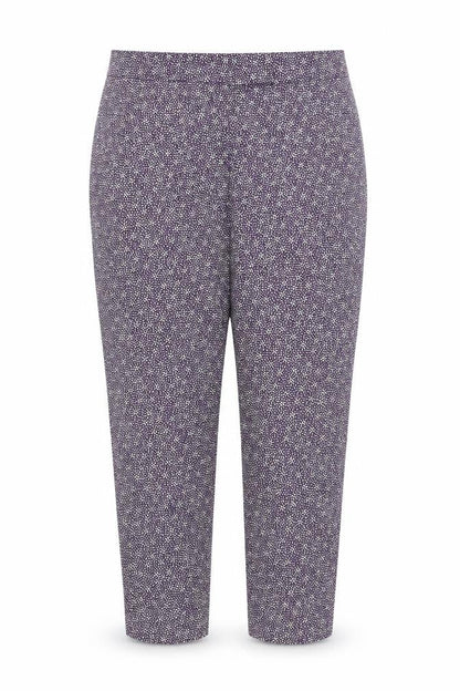 Marks & Spencer Women Purple Geometric Print Tapered Trousers UK 12