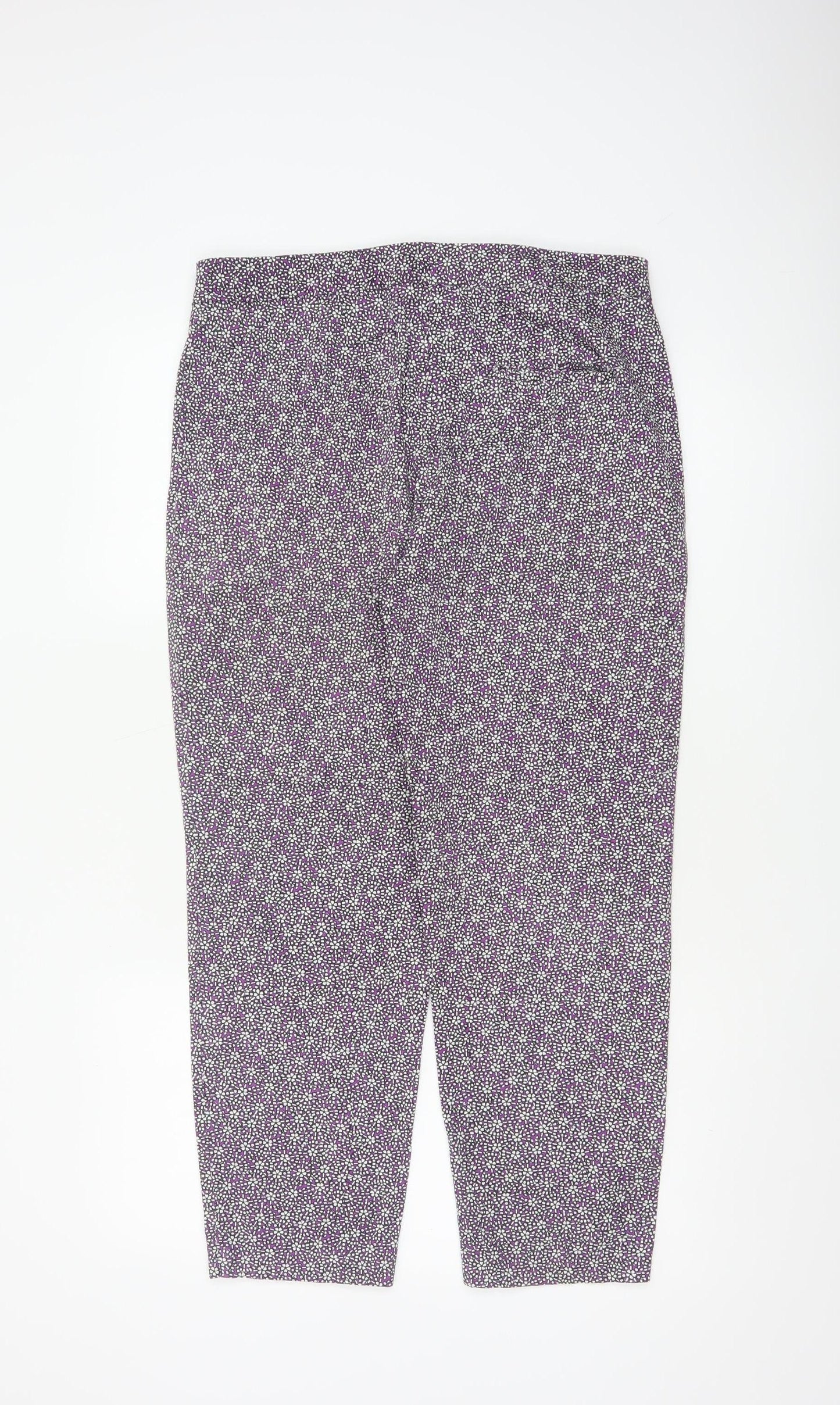 Marks & Spencer Women Purple Geometric Print Tapered Trousers UK 12