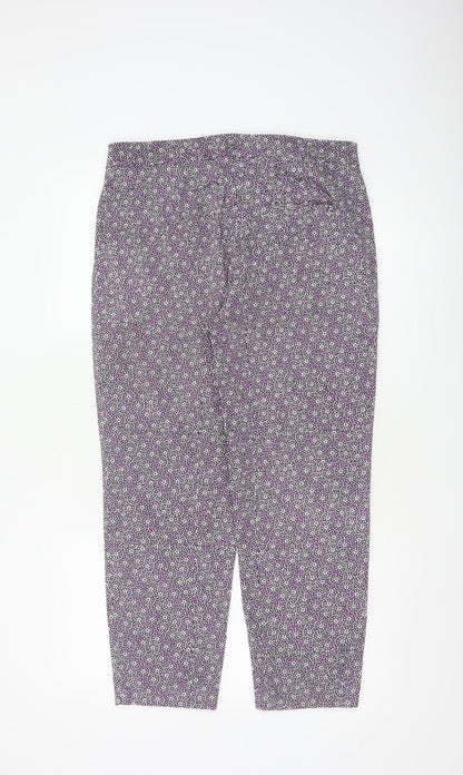 Marks & Spencer Women Purple Geometric Print Tapered Trousers UK 12