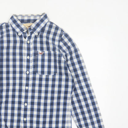 Hollister Teens Blue Check S Button-Up Long Sleeve Shirt