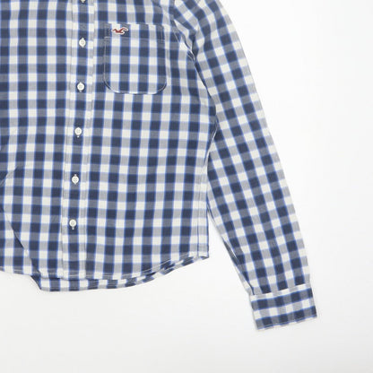 Hollister Teens Blue Check S Button-Up Long Sleeve Shirt