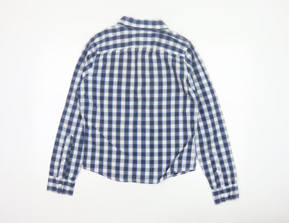 Hollister Teens Blue Check S Button-Up Long Sleeve Shirt