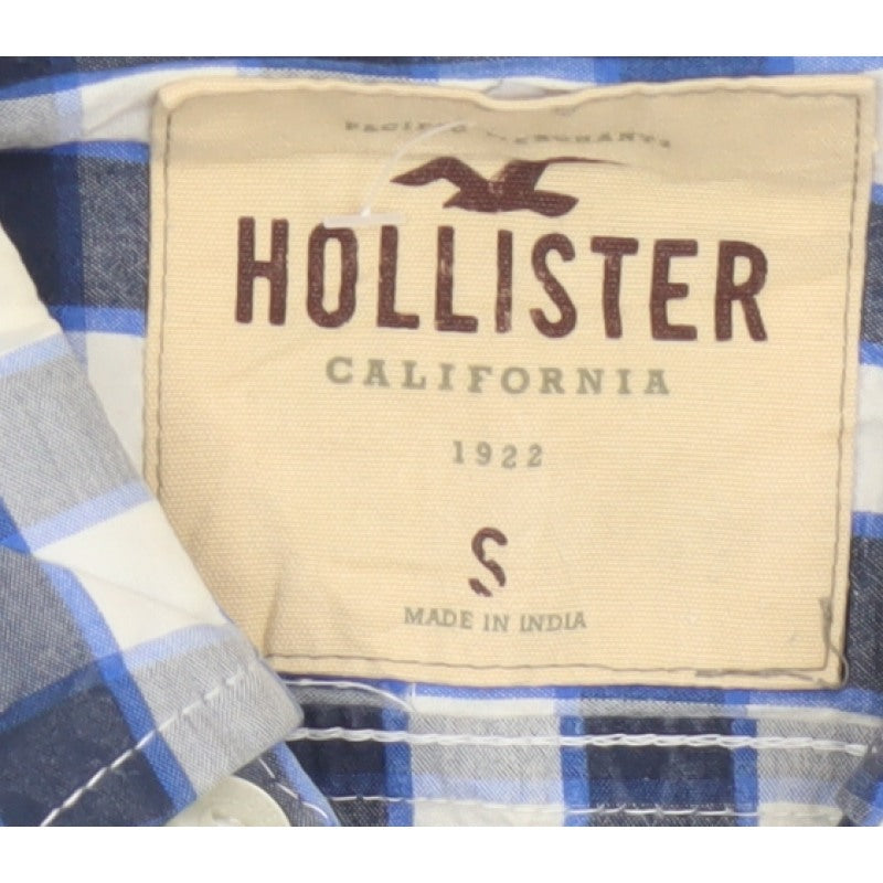 Hollister Teens Blue Check S Button-Up Long Sleeve Shirt