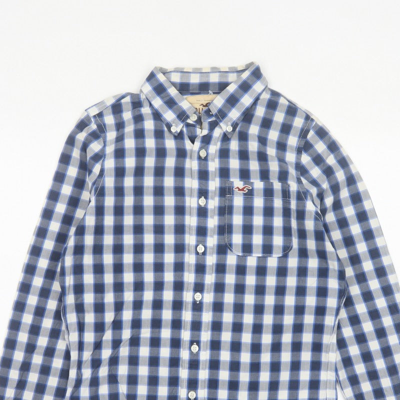 Hollister Teens Blue Check S Button-Up Long Sleeve Shirt