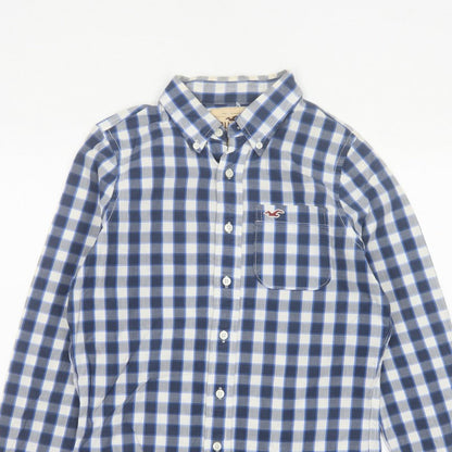 Hollister Teens Blue Check S Button-Up Long Sleeve Shirt