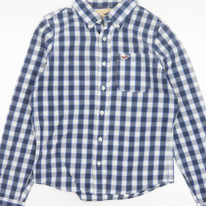 Hollister Teens Blue Check S Button-Up Long Sleeve Shirt