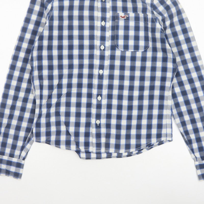 Hollister Teens Blue Check S Button-Up Long Sleeve Shirt