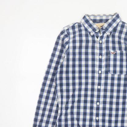 Hollister Teens Blue Check S Button-Up Long Sleeve Shirt