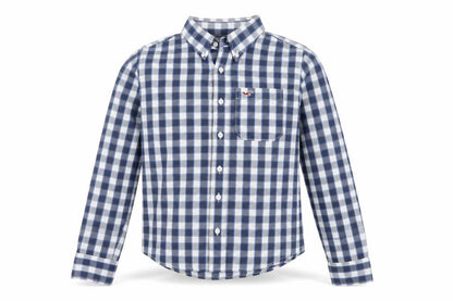 Hollister Teens Blue Check S Button-Up Long Sleeve Shirt